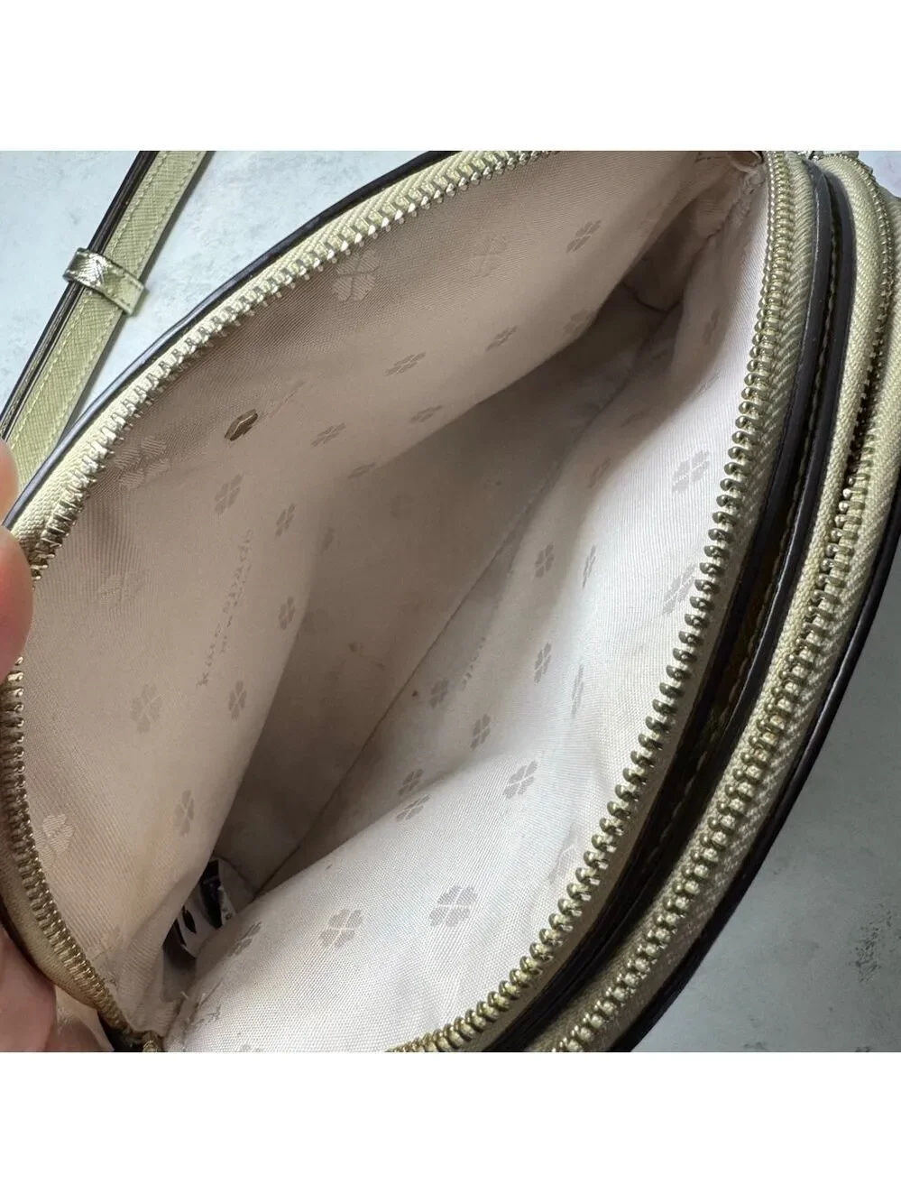 Kate Spade Spencer Metallic Double Zip Crossbody Bag Gold